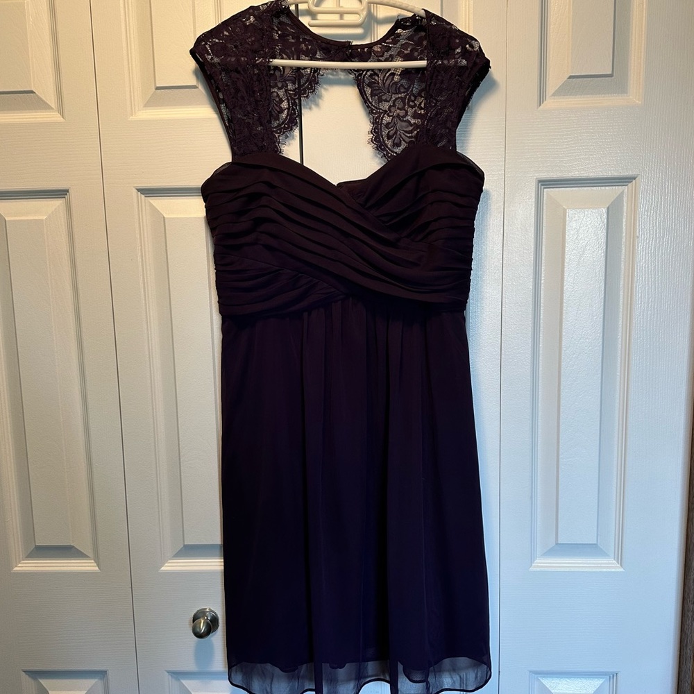 Purple Lace Detail Mini Dress